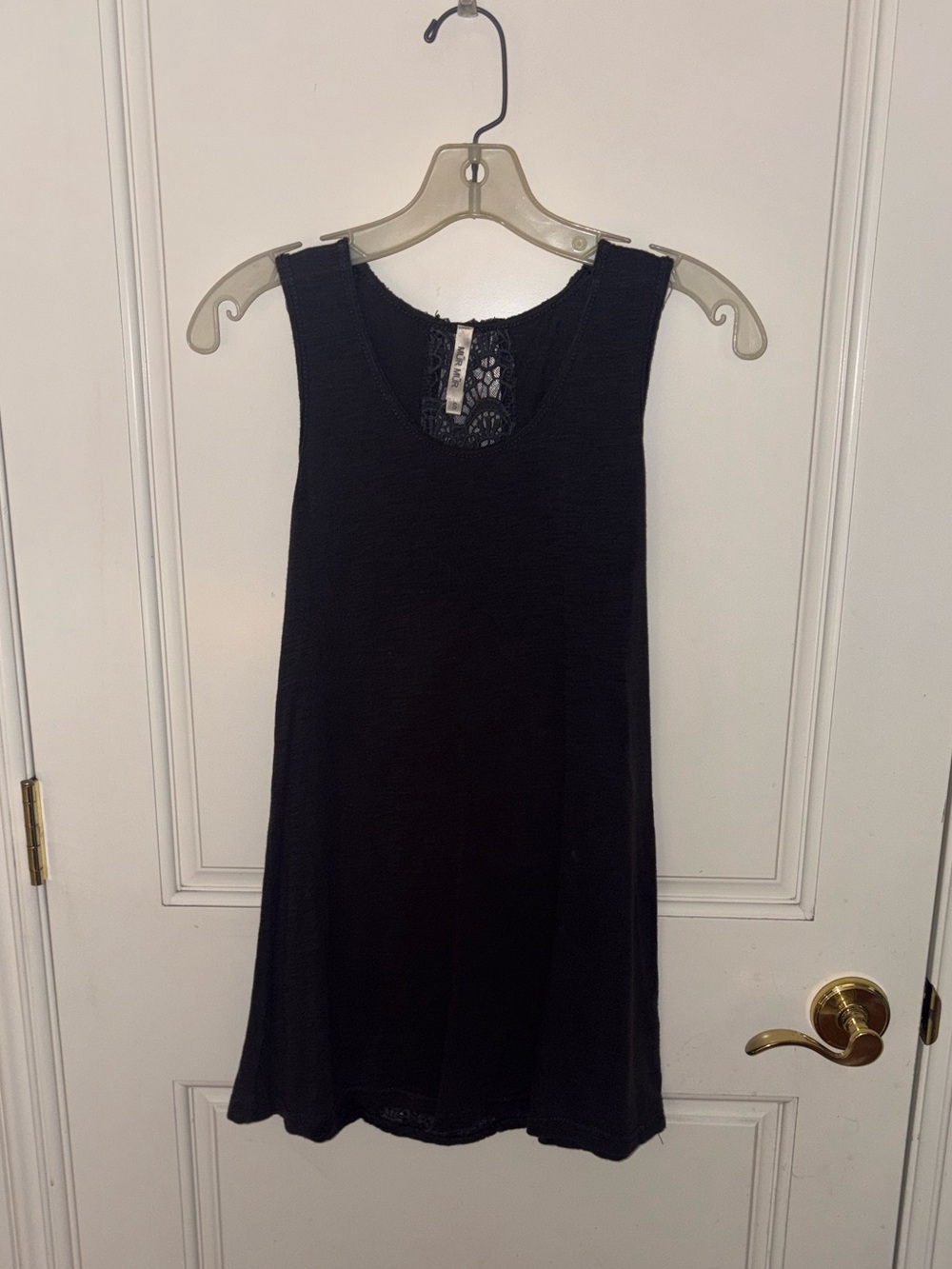 Mur Mur Charcoal Gray 100% Cotton Lace Detail Tank Top